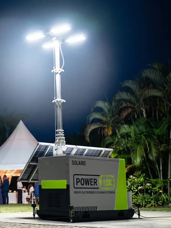 Tour d’éclairage solaire POWERLOC à une soirée